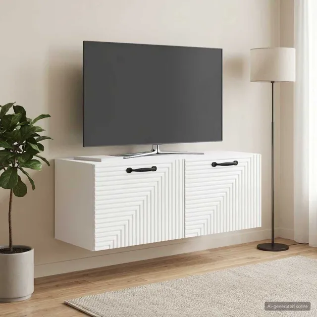 vidaXL Wandbeugel TV-kast Hoogglans Wit 78,5 x 31 x 30 cm Bewerkt hout
