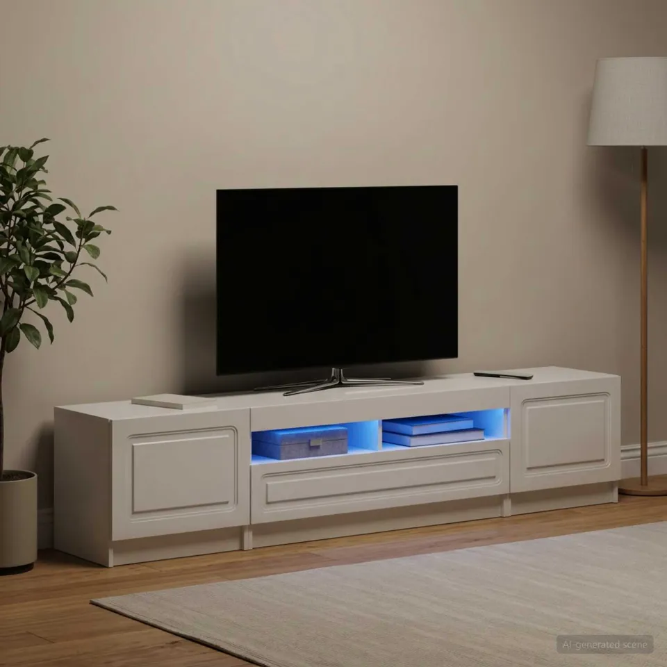 vidaXL LED tv-meubel UTRECHT 3 st Hoogglans Wit Bewerkt hout, foto 2