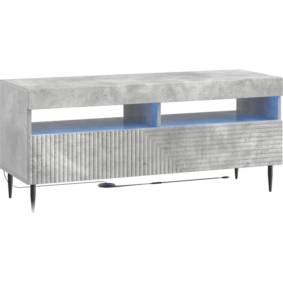 vidaXL LED tv-meubel HAARLEM 100 x 35 x 43 cm Betongrijs Bewerkt hout grijs, foto 3