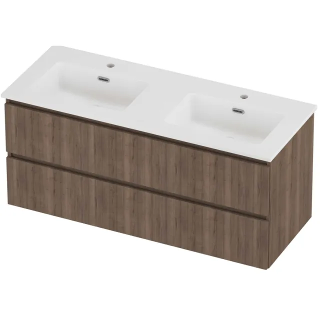 Proline Tribute Badmeubelset Porselein Elegant 2 Gaten 120x46x54 cm Mat White Terra Oak Eiken