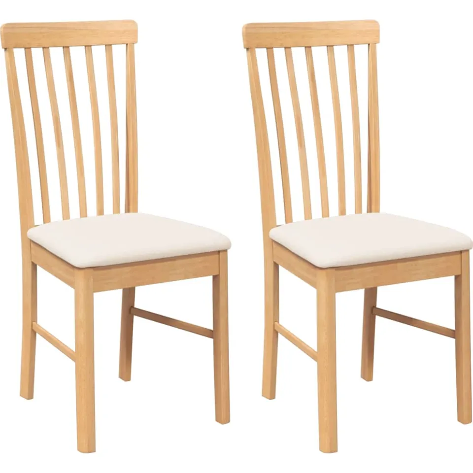 vidaXL Eetkamerstoelen met kussens 2 st massief hout rubber Bruin
