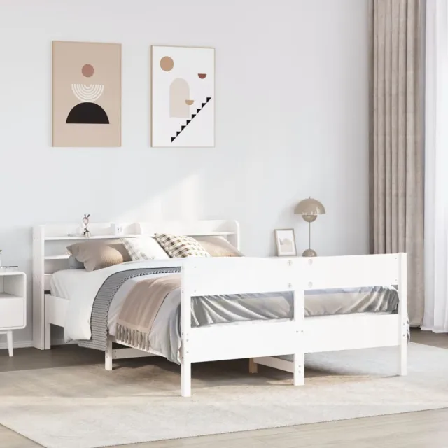 vidaXL Bedframe zonder matras massief grenenhout wit 135x190 cm