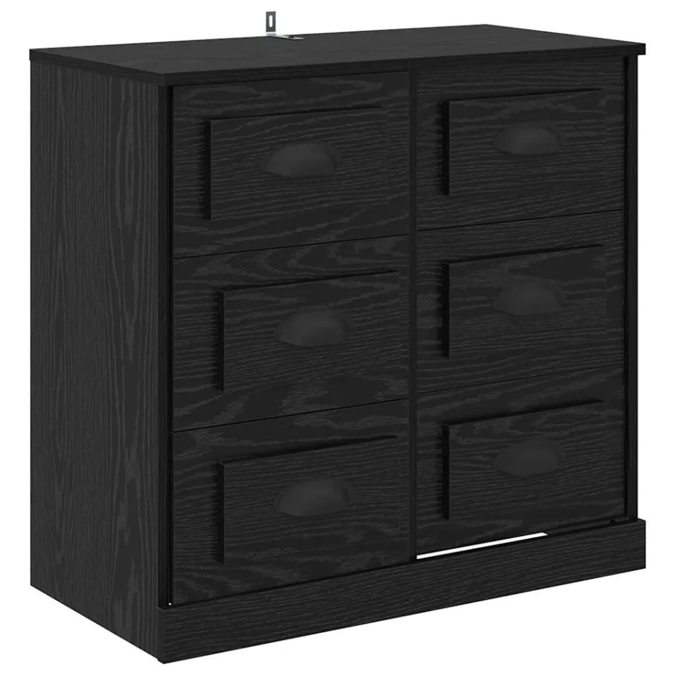 vidaXL Dressoir Zwart Eiken 70 x 35,5 x 67,5 cm Bewerkt hout, foto 3