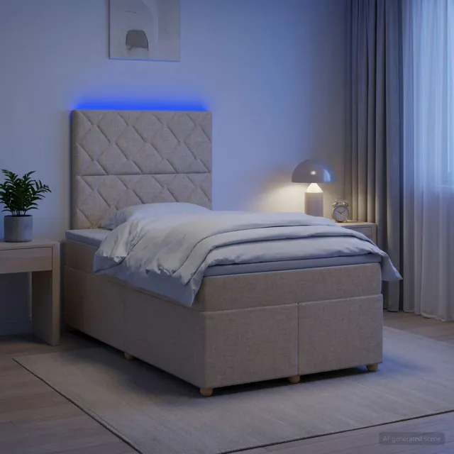 vidaXL Boxspringbed met matras Crèmekleurig 120 x 200 cm Stof