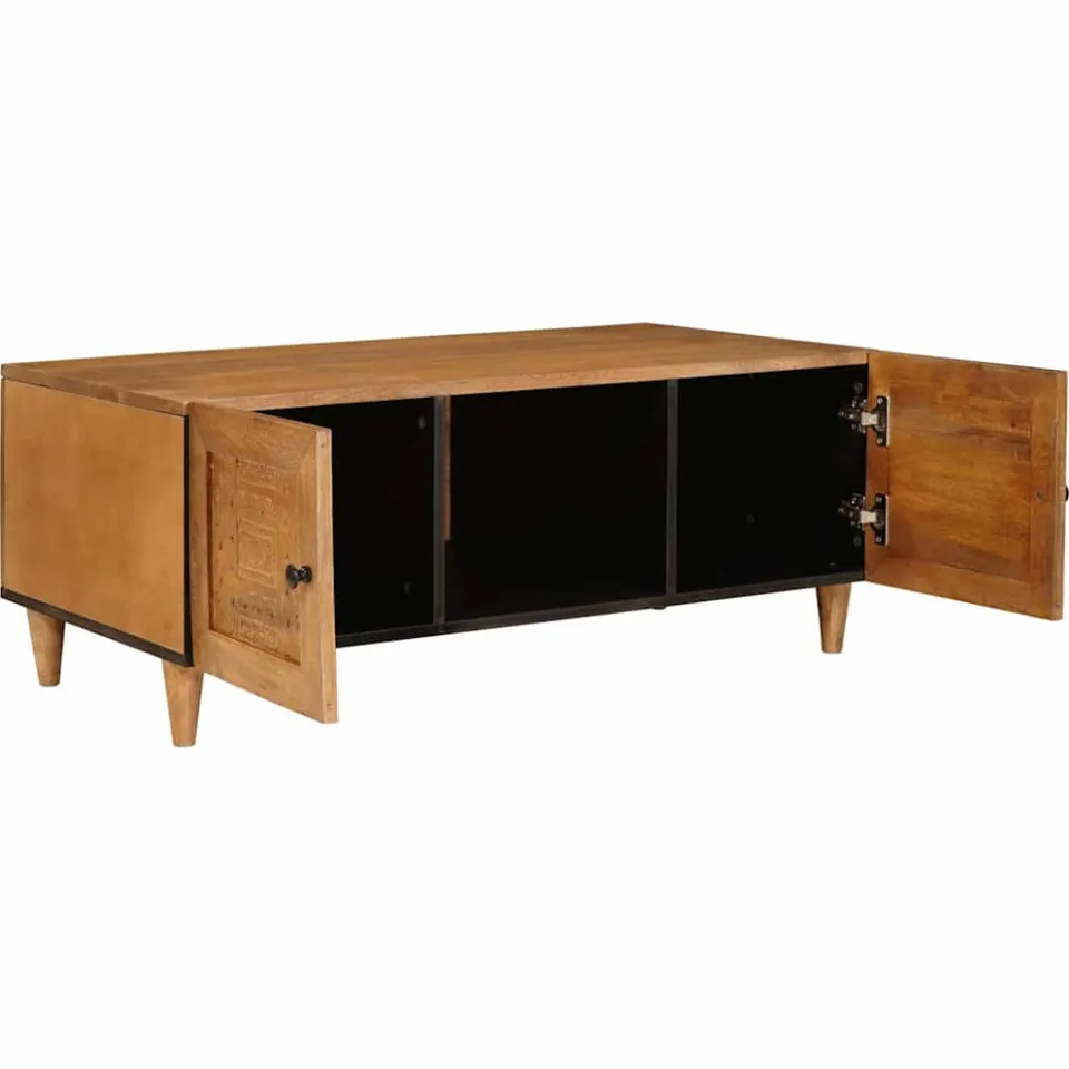 vidaXL Salontafel Licht Bruin 100 x 54 x 40 cm Massief Mango Hout, foto 2
