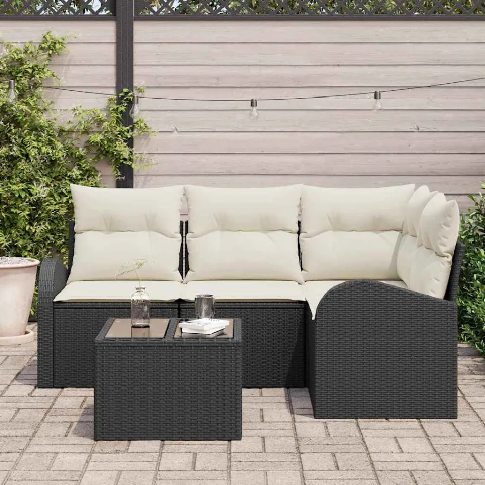 vidaXL Tuin Sofa Set 5 st Zwart poly rattan, foto 3