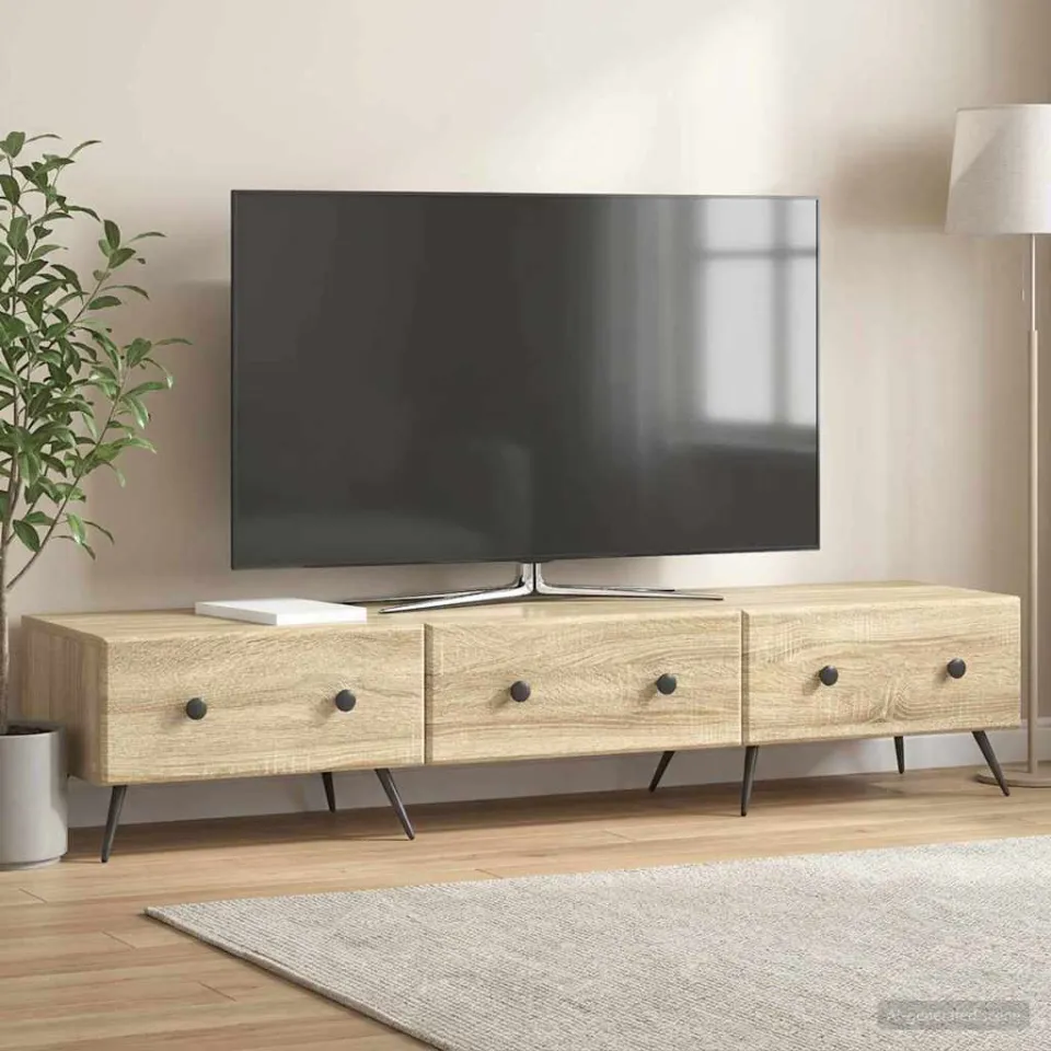 vidaXL TV-kast met lade Sonoma Eiken 147 x 34,5 x 30 cm Bewerkt hout, foto 4