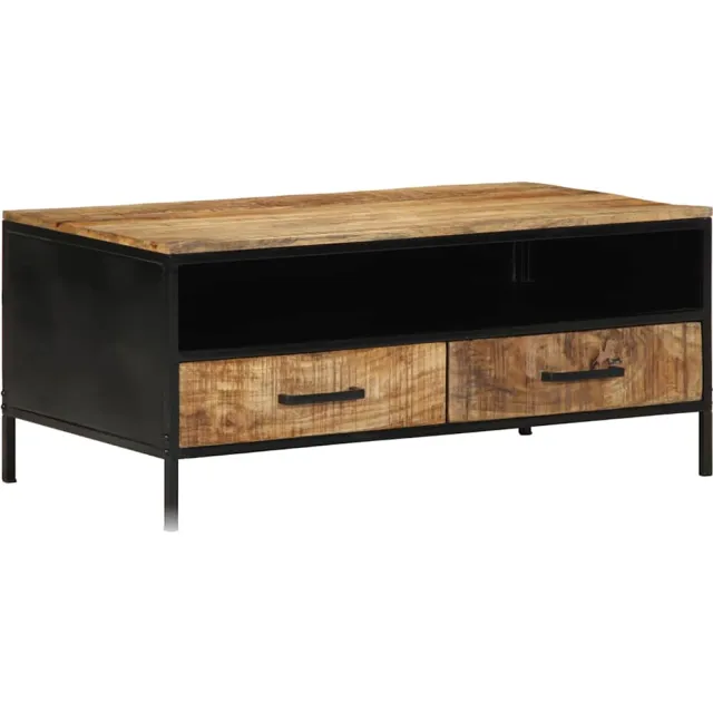 vidaXL Salontafel Bruin 90 x 50 x 40 cm Massief Mangohout en Metaal