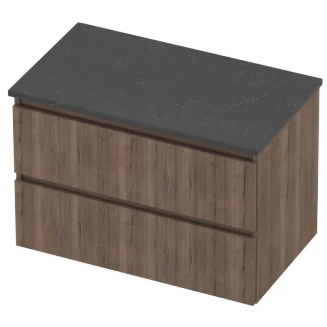 Proline Deck Badmeubelset Hardsteen Symmetrisch Gefreesd 80x46x55 cm Blue Stone Terra Oak Eiken