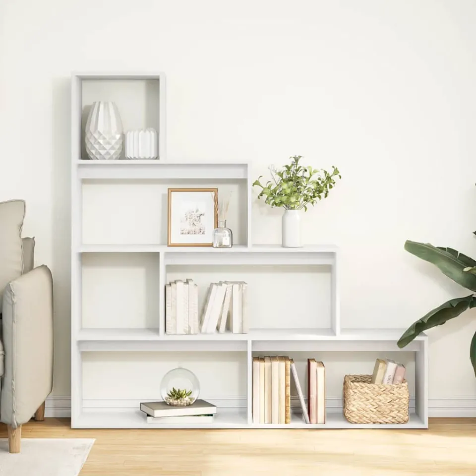 vidaXL Kamerscherm / boekenkast 4-laags 143,5x29x143,5 cm hout wit, foto 2