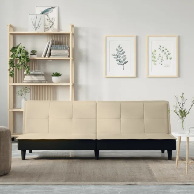 vidaXL Slaapbank stof crèmekleurig
