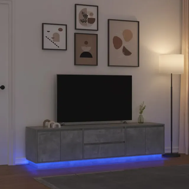 vidaXL Tv-meubel met LED-verlichting 193,5x41x50 cm betongrijs grijs, foto 2