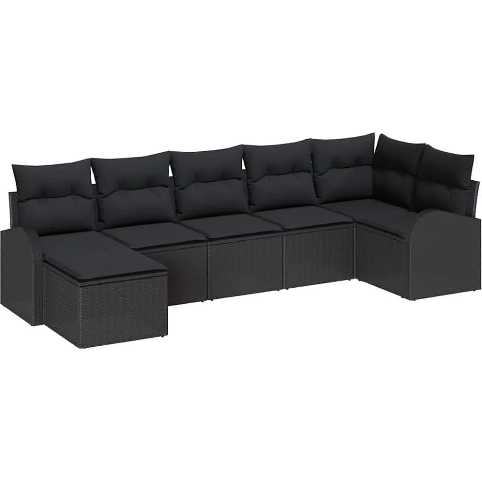 vidaXL Tuin Sofa Set 7 st Zwart [Synthetisch]: Poly Rattan