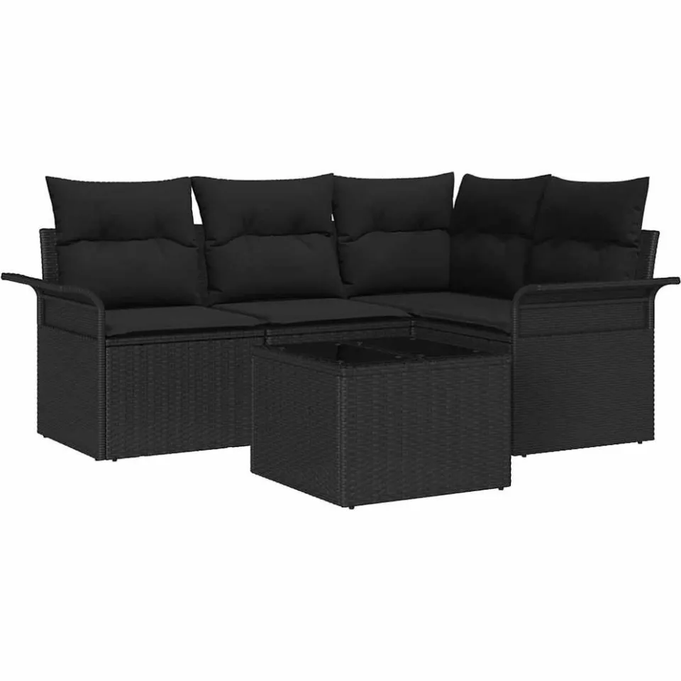 vidaXL Tuin Sofa Set 5 st Zwart poly rattan