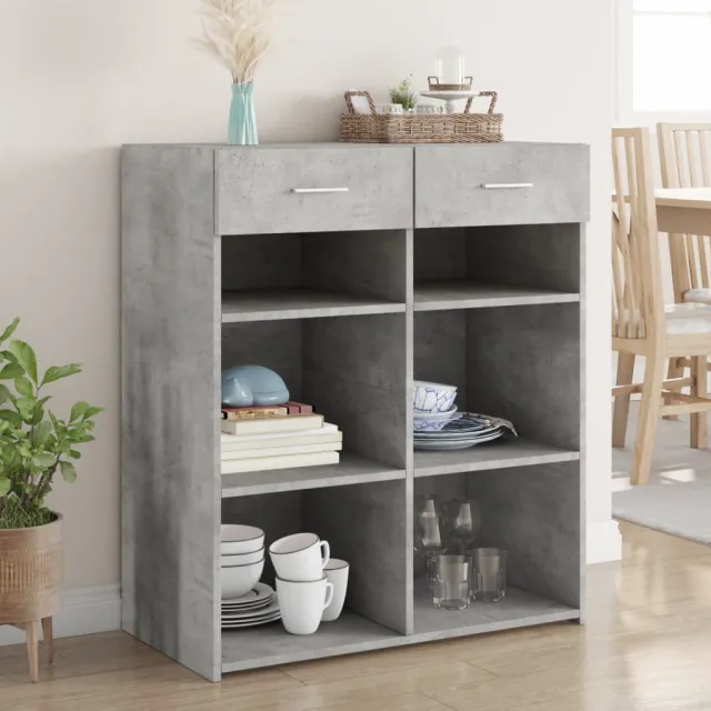 vidaXL Dressoir 80x42,5x93 cm bewerkt hout betongrijs grijs