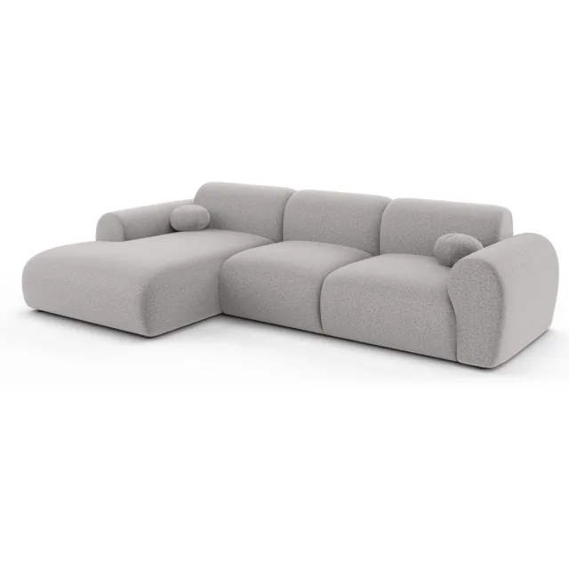 Lizzely Garden & Living Hoekbank Neva 300cm grijs chenille bank links loungebank hoeksalon