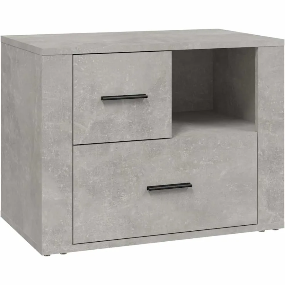 vidaXL Nachtkastje 60x36x45 cm bewerkt hout betongrijs