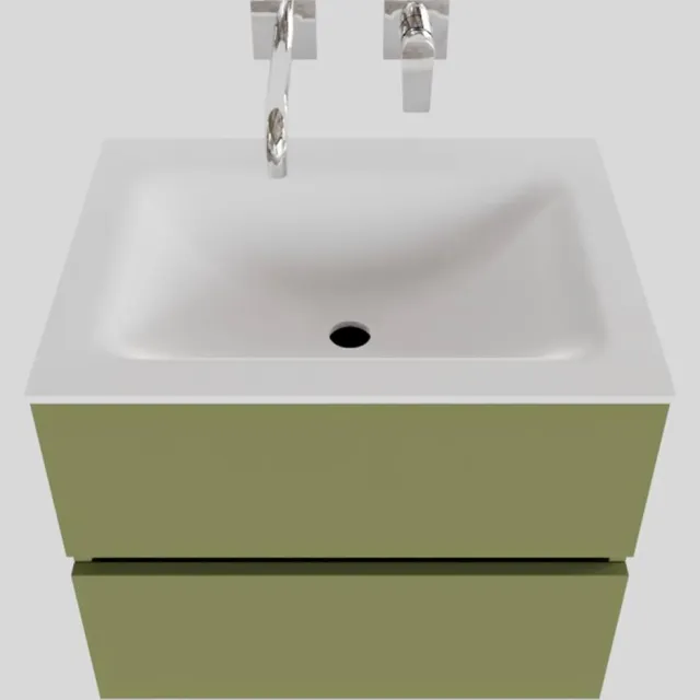 Boss & Wessing Badkamermeubel Solid Surface BWS Oslo 60x46 cm Mat Groen (zonder kraangaten)