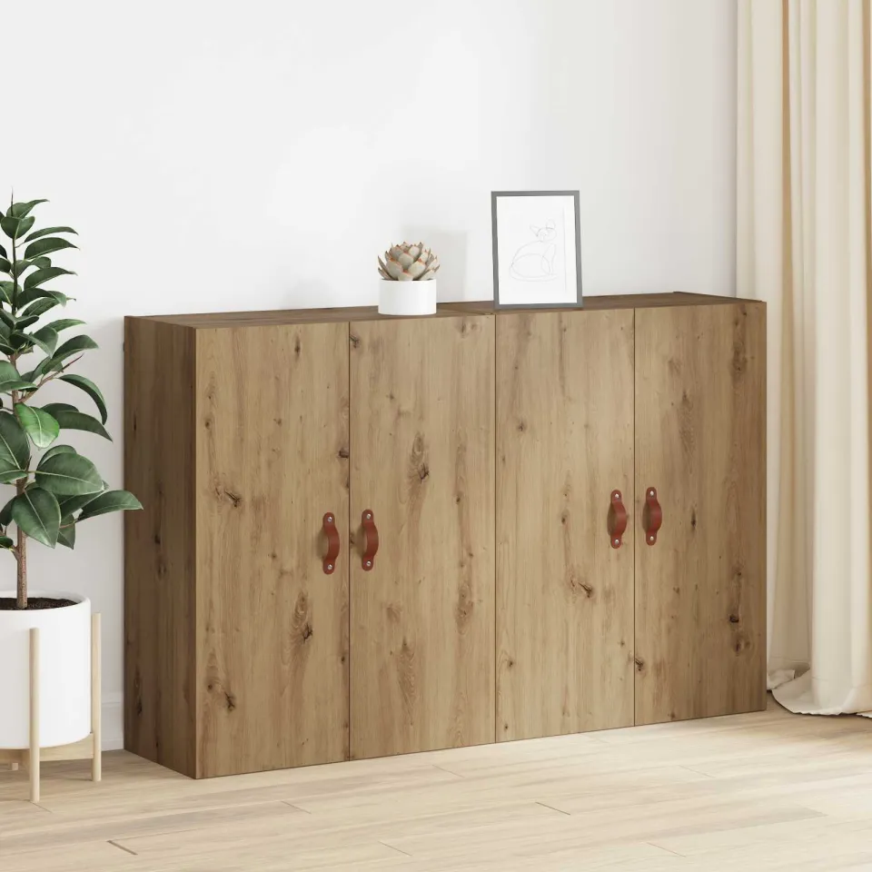vidaXL Wandkast 2 st Artisan Eiken 69,5 x 34 x 90 cm Bewerkt hout, foto 4
