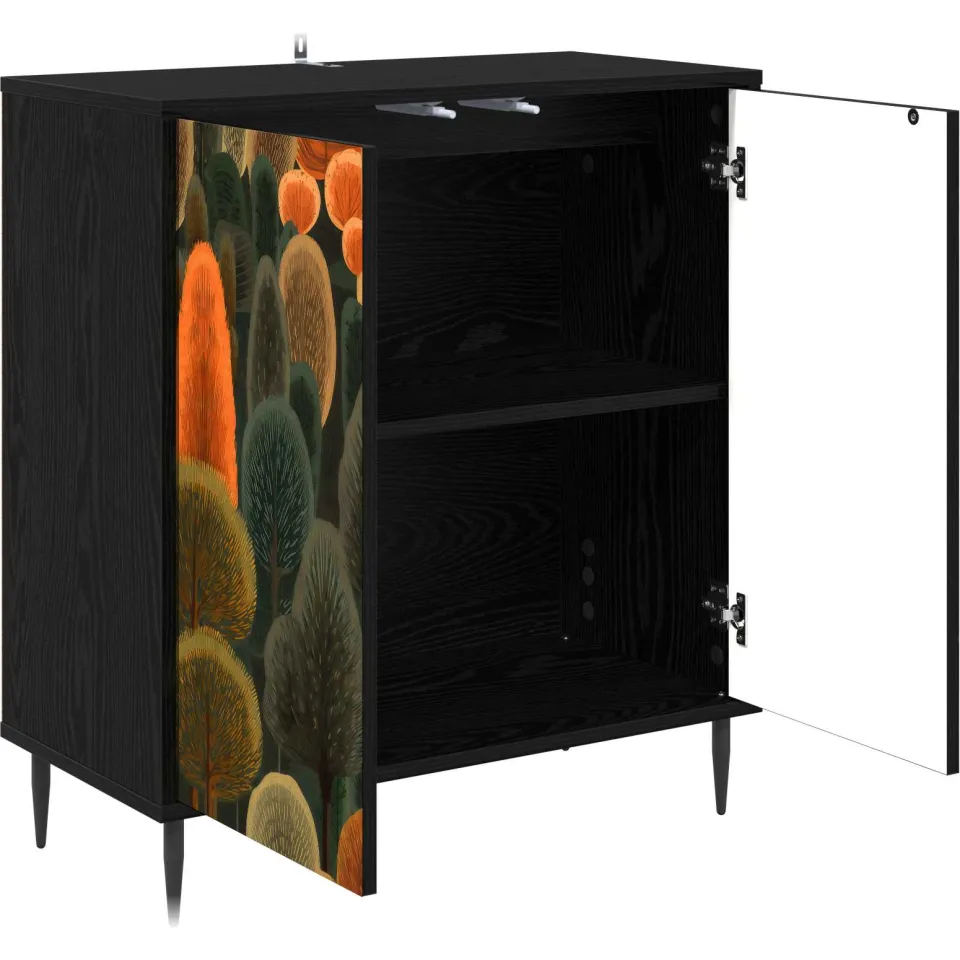 vidaXL Dressoir ZAANDAM Zwart eiken 69 x 33 x 76 cm Bewerkt hout
