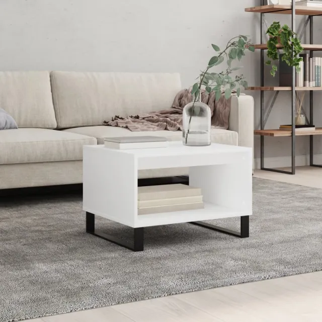 vidaXL Salontafel 60x50x40 cm bewerkt hout wit, foto 2