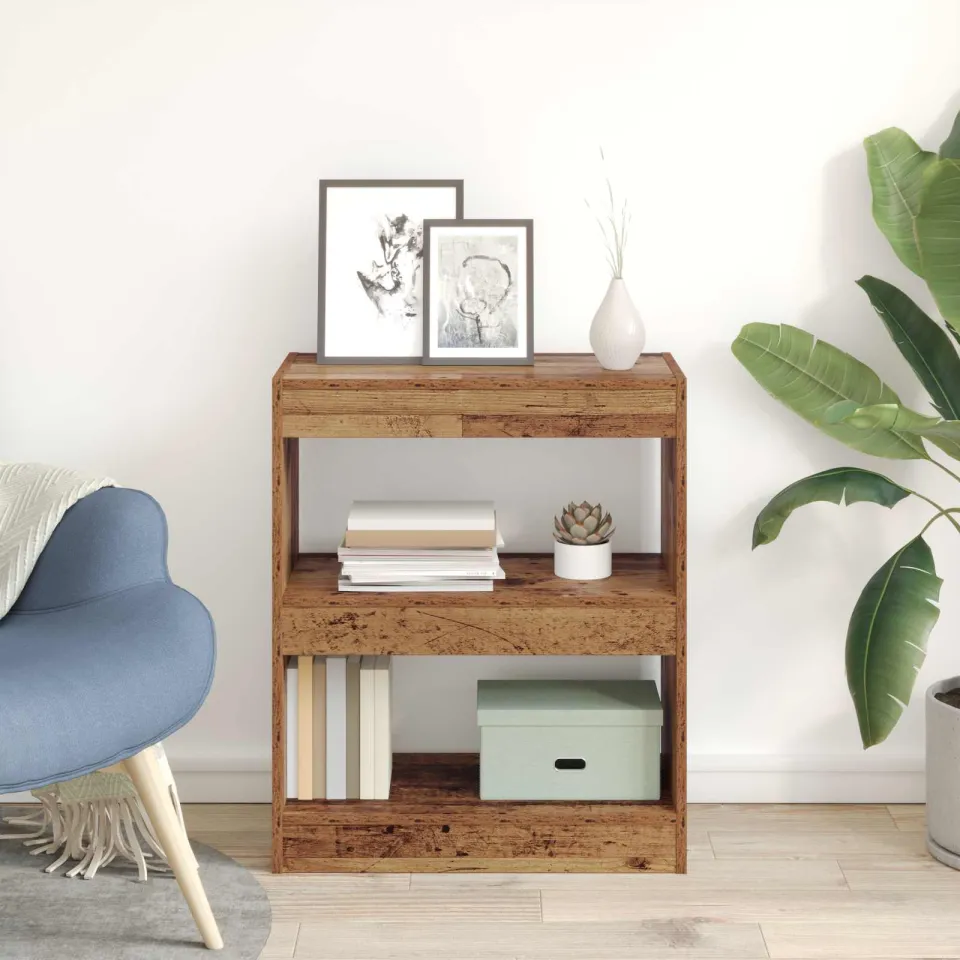 vidaXL Boekenkast 2-laags 60 x 30 x 72 cm Bewerkt hout Oudhout bruin, foto 4