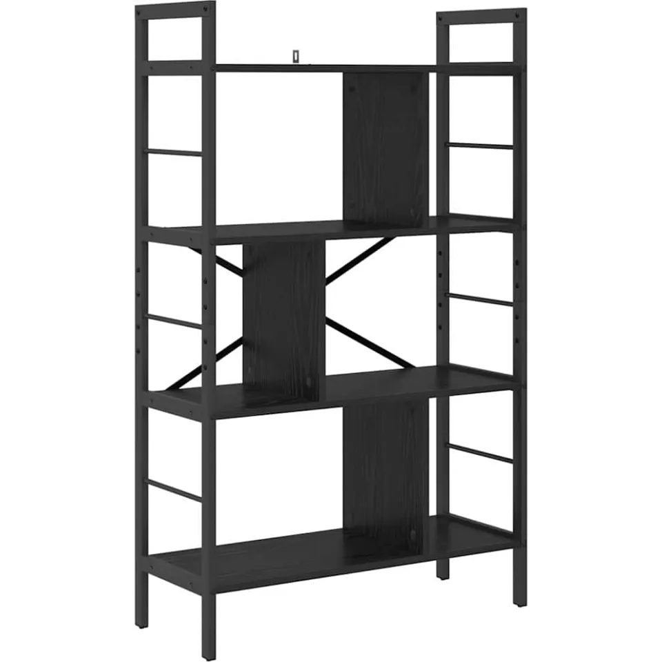 vidaXL Boekenkast 7-laags 75 x 30 x 123,5 cm Bewerkt hout Zwart Eiken
