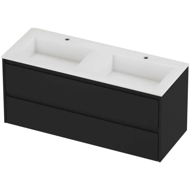Proline Aristo Badmeubelset Polystone Elegant 2 Gaten 120x46x54 cm Glans Wit Mat Zwart