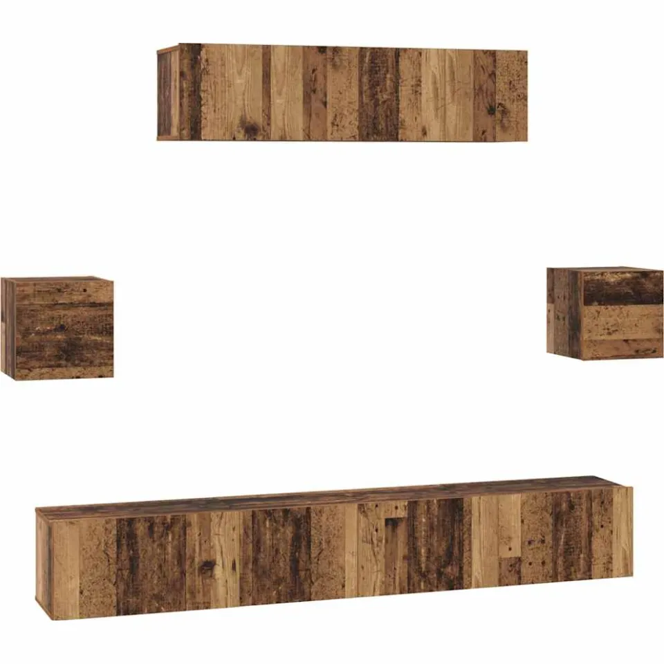 vidaXL Tv-meubelset 7 st 80 x 30 x 30 cm Oud Hout bruin, foto 3