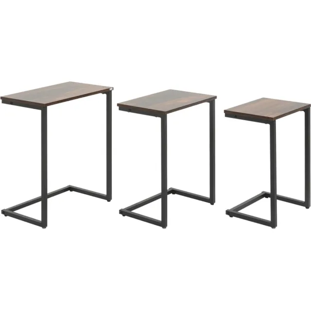 Zenzee Bijzettafel - Tafel - set van 3 - Industrieel ontwerp - 45 x 30 x 60 cm Rustiek bruin