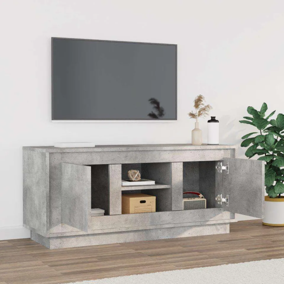 vidaXL Tv-meubel 102x35x45 cm bewerkt hout betongrijs grijs, foto 3