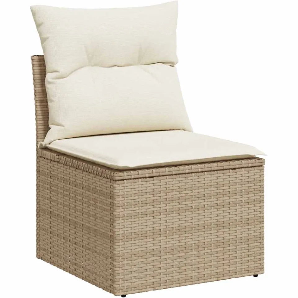 vidaXL 6-delige Loungeset met kussens poly rattan beige