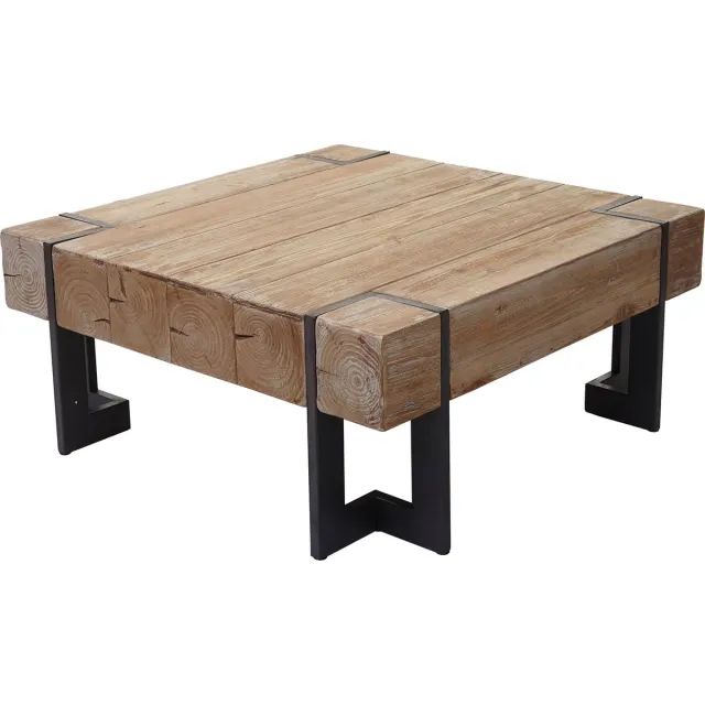 MCW Salontafel MCW-A15, woonkamertafel, massief rustiek dennenhout MVG-gecertificeerd ~ natuurlijke kleur 60x60cm