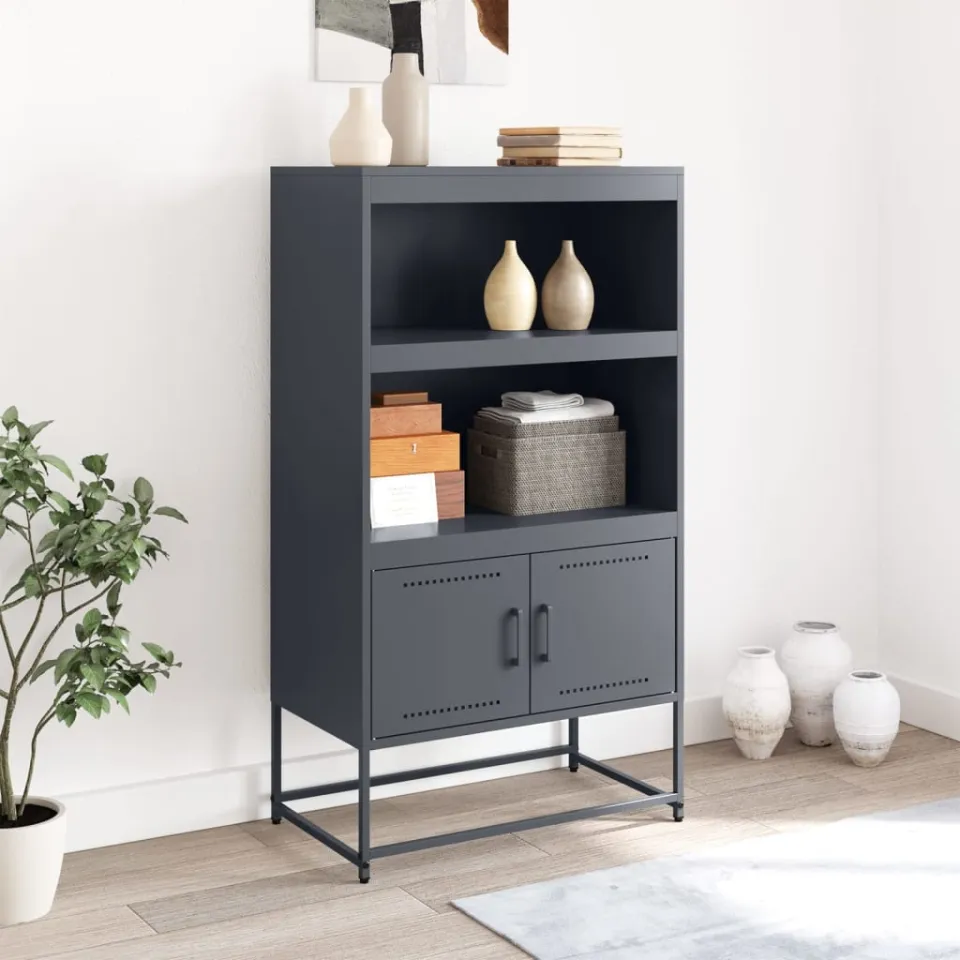 vidaXL Hoge kast 68,5x38,5x123,5 cm staal antracietkleurig, foto 3