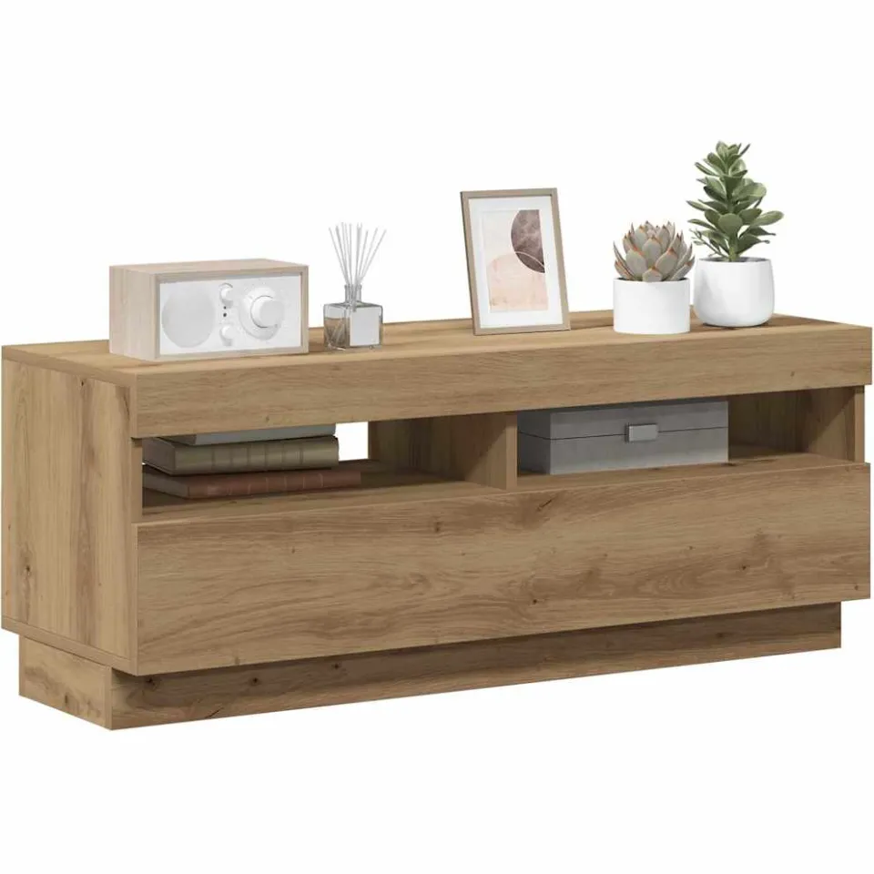vidaXL Tv-meubel met LED 100x35x40 cm bewerkt hout artisanaal eiken, foto 4