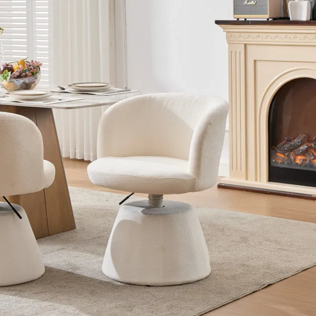 Clruro Barkruk - 1 Stuk - Verstelbare Hoogte 360° Draaibaar Chenille Gestoffeerde Rond Stoel - Keuken Eiland Bar Slaapkamer - Chenille - Crème Beige