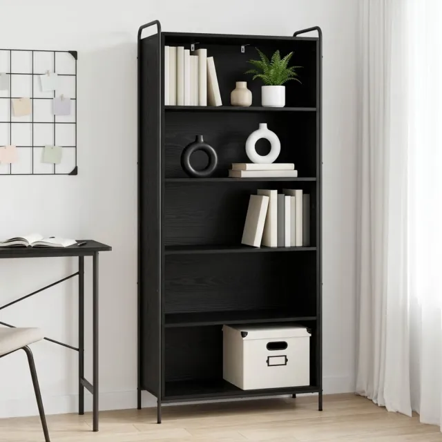 vidaXL Boekenkast 55,5 x 33 x 174 cm Bewerkt hout Zwart eiken, foto 2