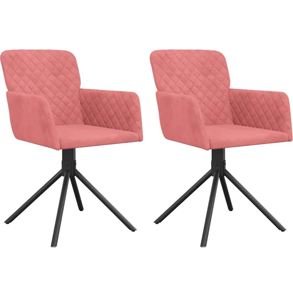 vidaXL Eetkamerstoelen draaibaar 2 st fluweel roze, foto 3