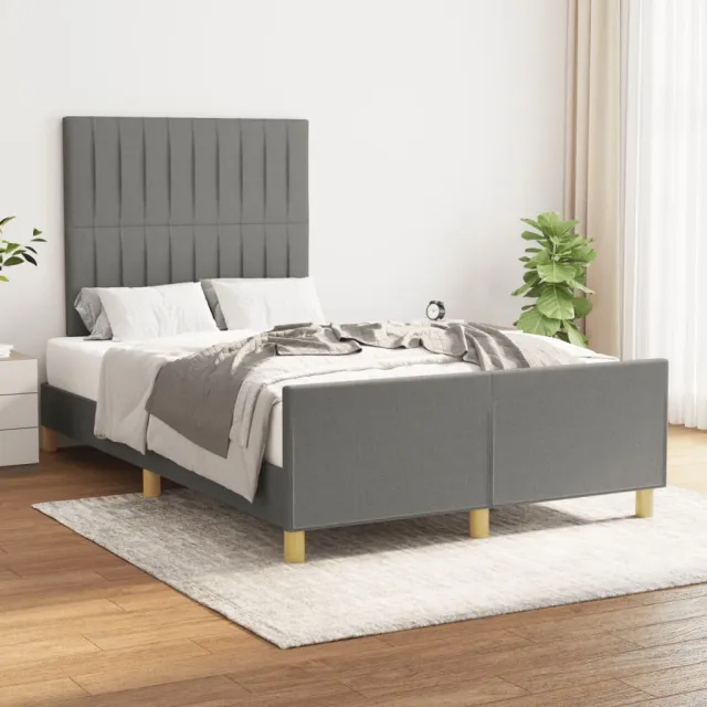 vidaXL Bedframe zonder matras 120x190 cm stof donkergrijs grijs