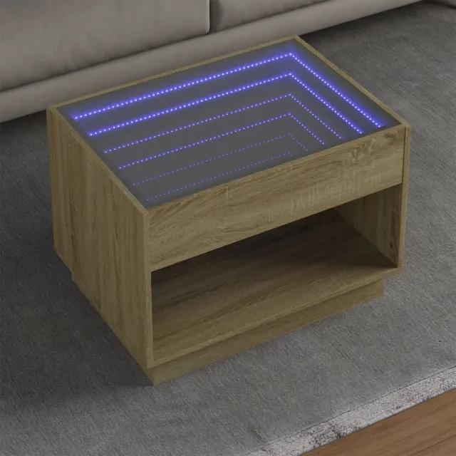vidaXL Salontafel met Infinity LED 70x50x50 cm sonoma eikenkleurig Bruin