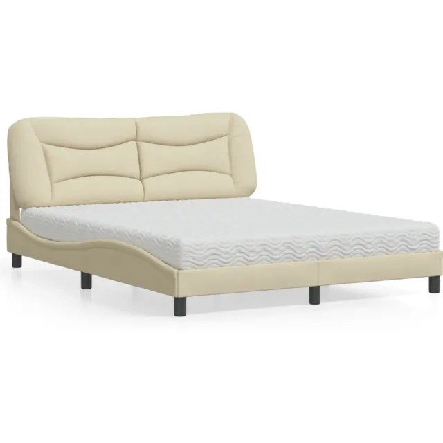 vidaXL Bed met matras "Hvar" stof crèmekleurig 160x200 cm