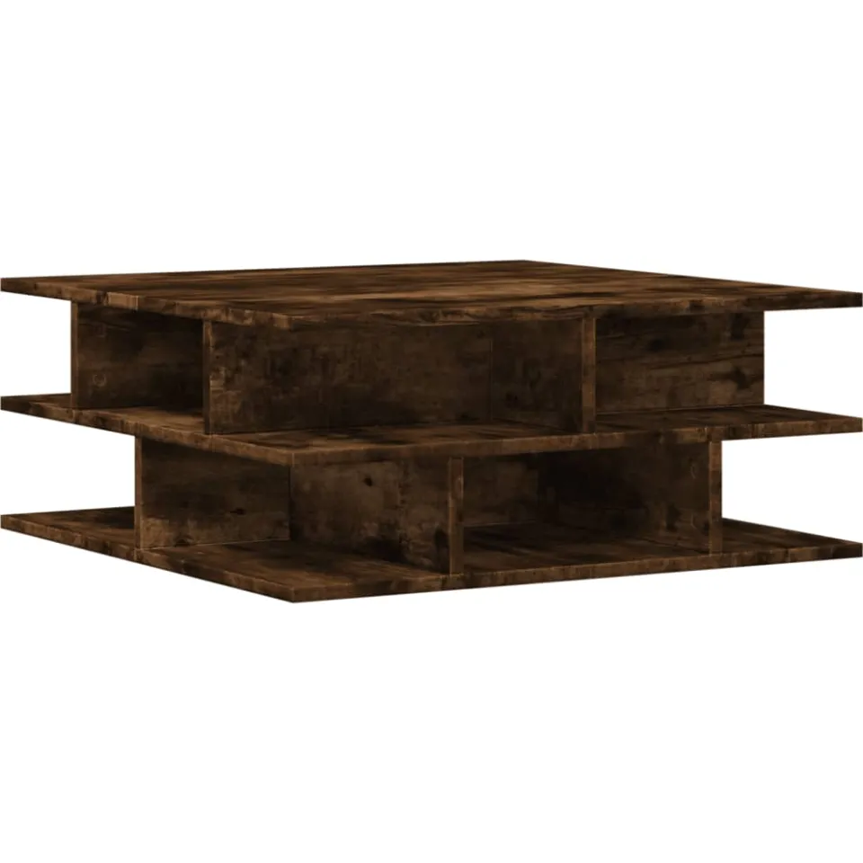 vidaXL Salontafel 70x70x29 cm bewerkt hout gerookt eikenkleurig Bruin