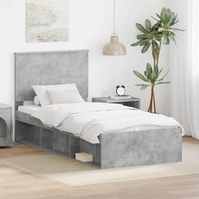 vidaXL Bedframe Concerte Grijs 75 x 190 cm Massief grenenhout