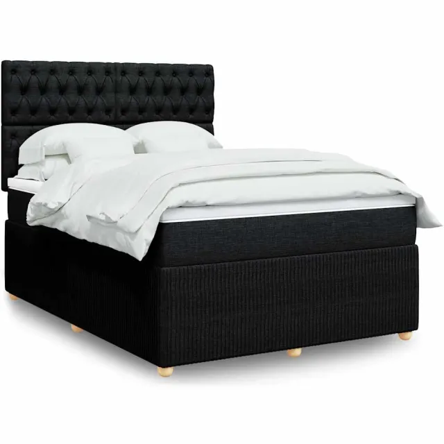 vidaXL Boxspring met matras stof zwart 140x190 cm