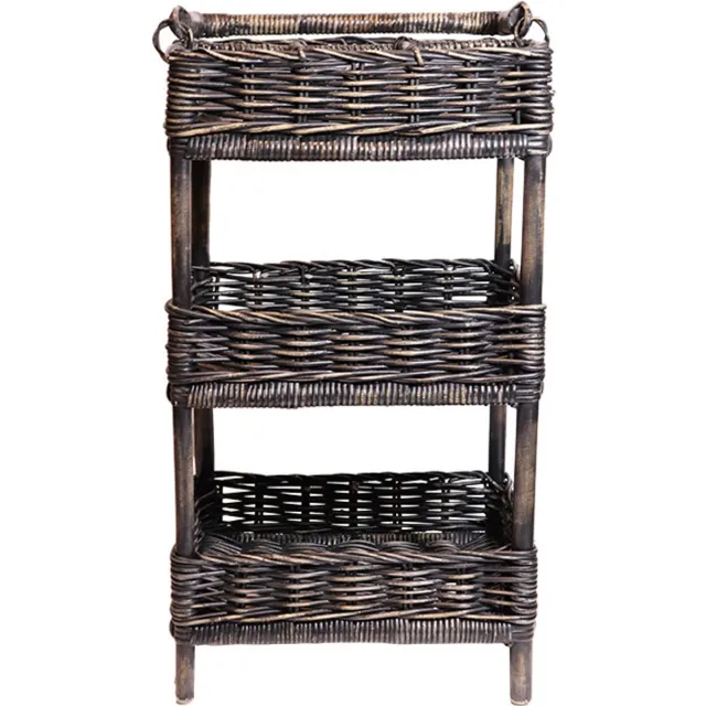 Sweet Living Rieten Kruidenrek Blackwash - 45x32xH80 cm