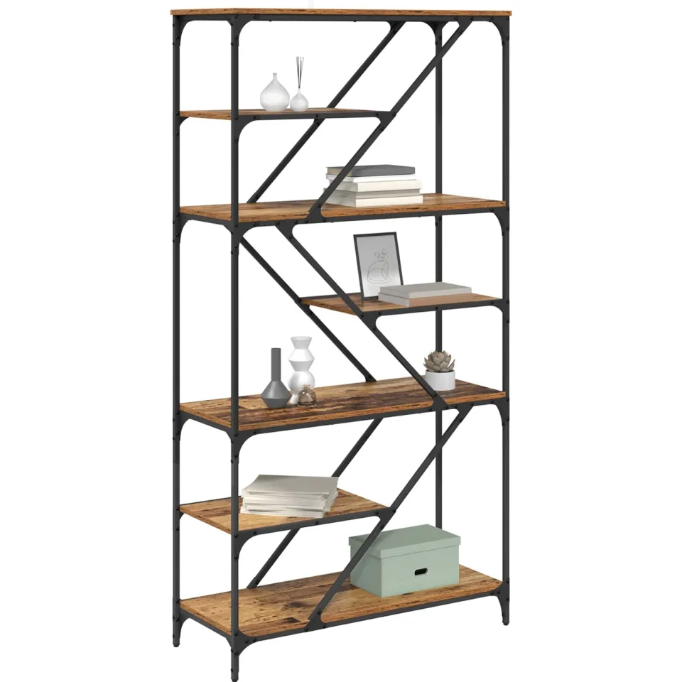 vidaXL Boekenkast 9-laags 91 x 36 x 176 cm Bewerkt hout Oud Hout Bruin