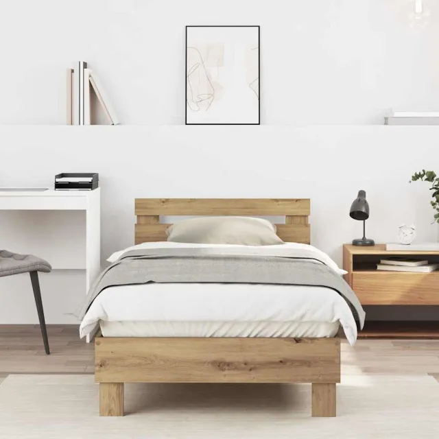 vidaXL Bedframe Artisan Eiken 203 x 95 x 70 cm Bewerkt hout Beige