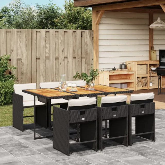 vidaXL 7-delige Tuinset met kussens poly rattan zwart, foto 2
