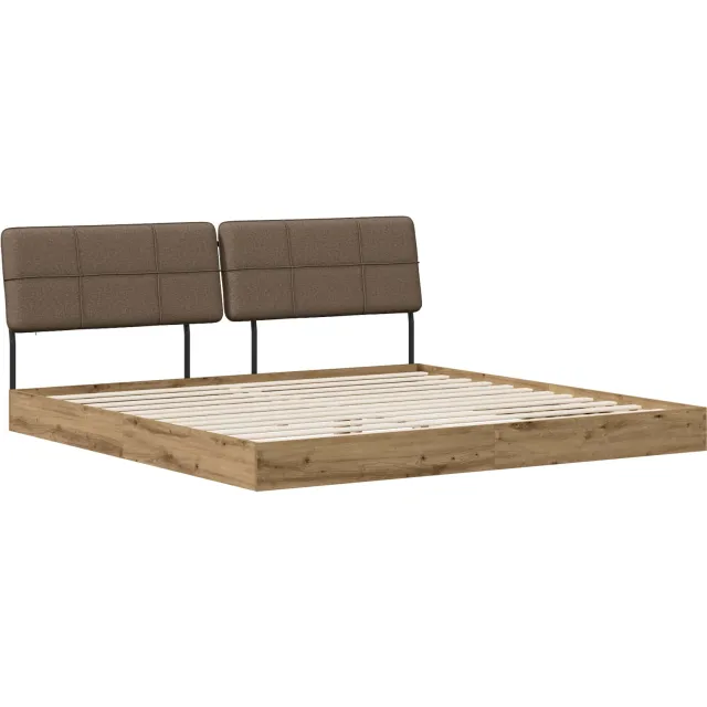 vidaXL Tweepersoonsbed met hoofdbord Artisan eiken en taupe Bruin