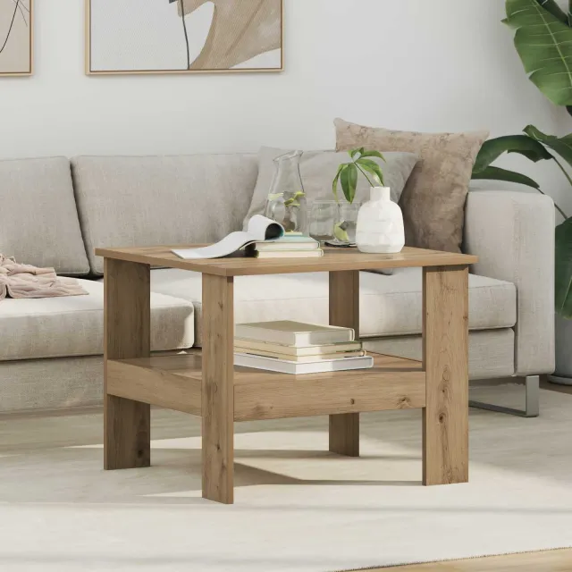vidaXL Salontafel Artisan Eiken 57 x 55 x 45 cm Bewerkt hout, foto 2